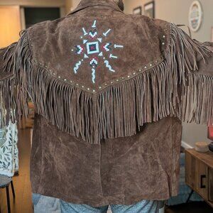 Vintage Southwestern Suede Fringe Jacket - size L